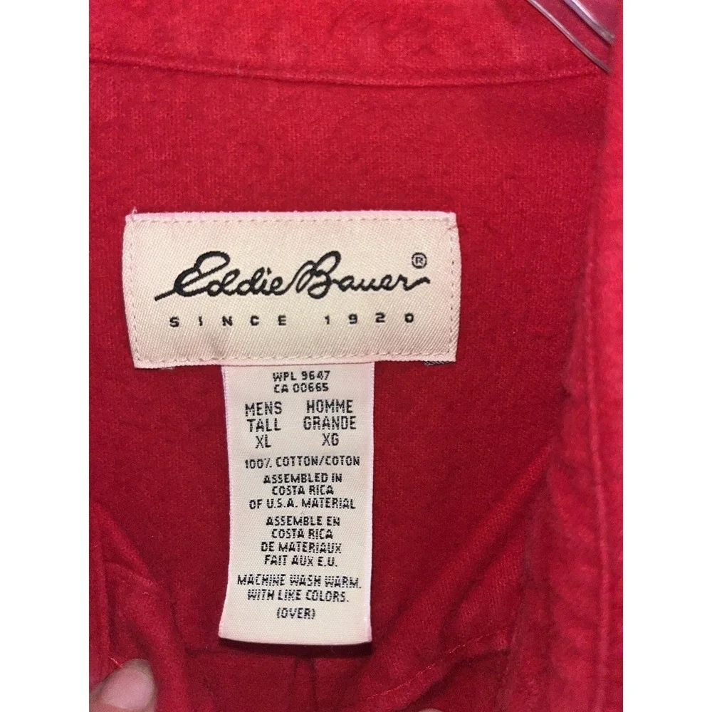 Vintage Eddie Bauer Red Flannel shirt mens xl tall button up , Heavy Thick chore